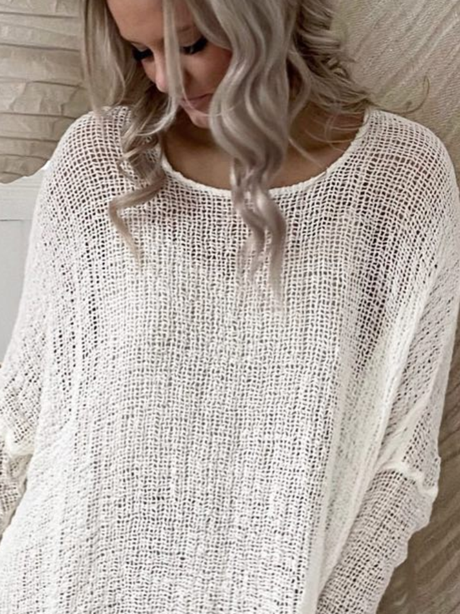 Women White Long Sleeve Lightweight breathable Cotton linen Tunic Top