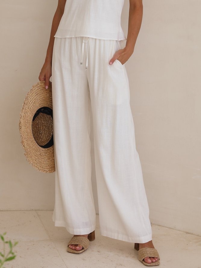 Casual Cotton And Linen Drawstring Pants