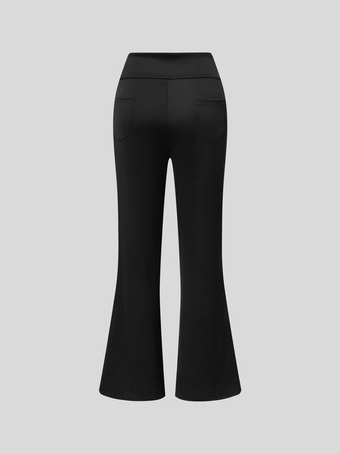 Bootcut Yoga Pants High Waist Flare Pants Stretch Bootleg Solid Plus Size Workout Pants with Pockets