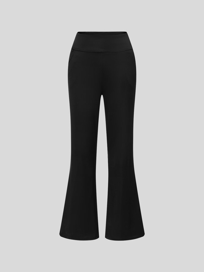 Bootcut Yoga Pants High Waist Flare Pants Stretch Bootleg Solid Plus Size Workout Pants with Pockets