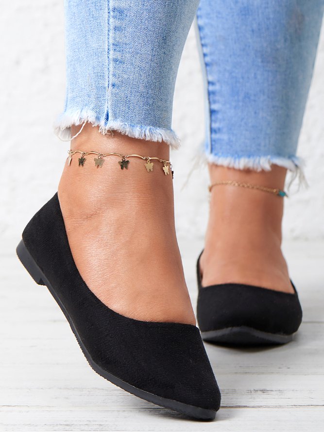 Simple Style Plain Color Faux Suede Flat Shallow Shoes