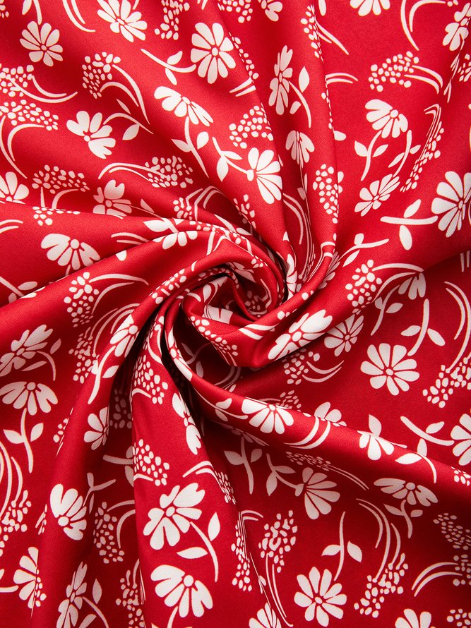 Floral Slim Pullover Women Dress Short Sleeve Floral Dress