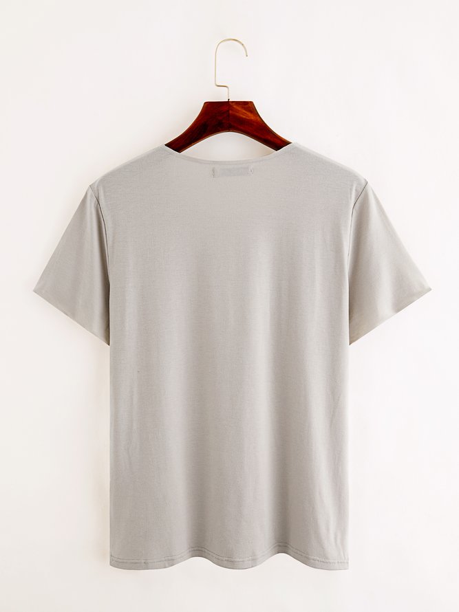 Women Casual Crew Neck Plain Short Sleeve Summer T-shirt
