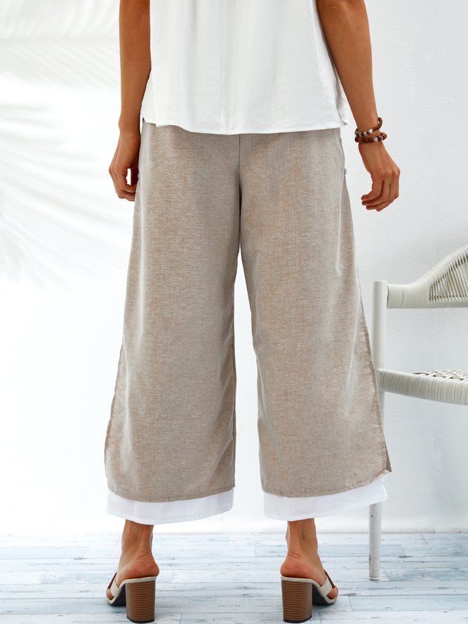 Women Two Layers Patchwork Pants