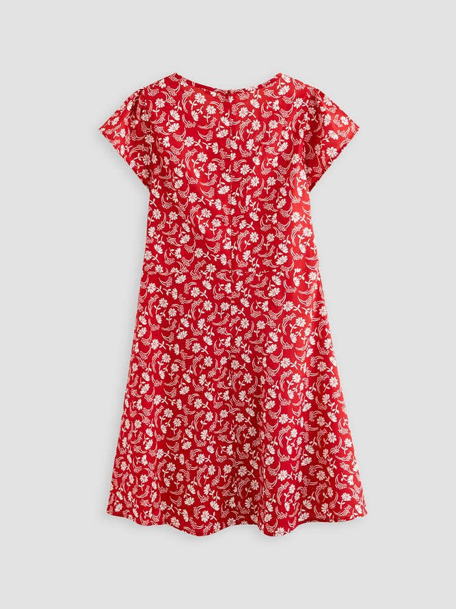 Floral Slim Pullover Women Dress Short Sleeve Floral Dress