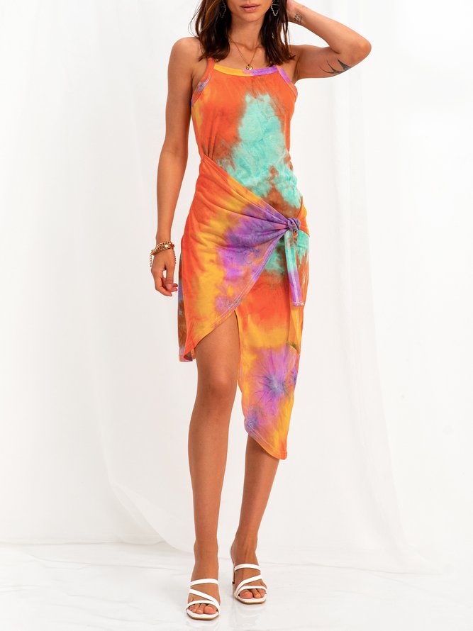 Lace-Up Spaghetti Knitting Dress