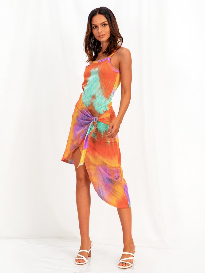 Lace-Up Spaghetti Knitting Dress