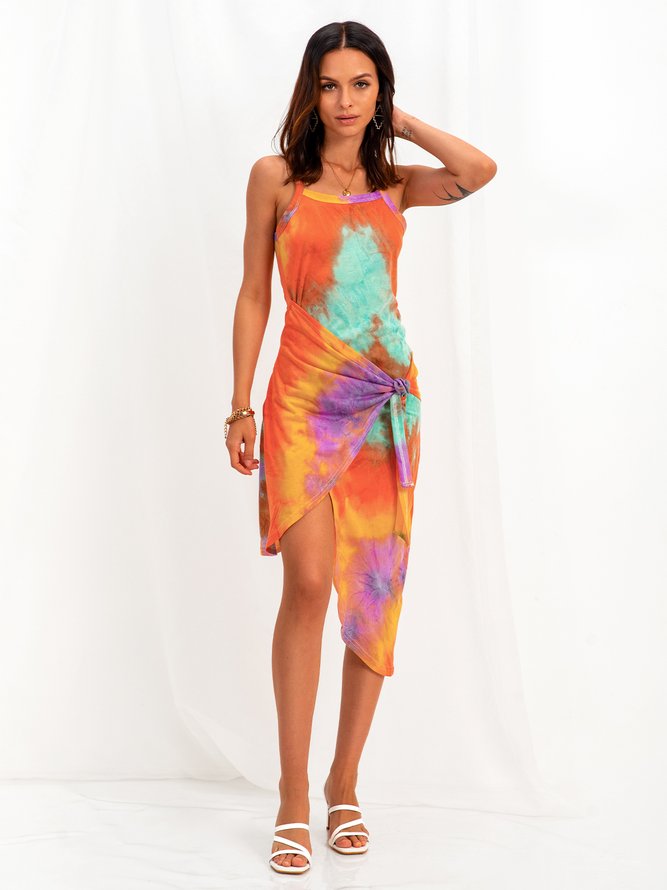 Lace-Up Spaghetti Knitting Dress