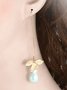 Women Stud Orchid Flower Sage Green Pearl Earring Hook Dangle Bridal