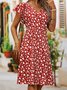 Floral Slim Pullover Women Dress Short Sleeve Floral Dress