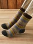 1 Pair Women Knitted Striped High-Elastic Vintage Soft Warm Socks Thick Knit Cozy Winter Socks forChristmas Gifts