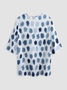 Casual Geometric V Neck Vacation Three Quarter Sleeve Blouse