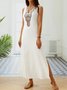 Loose Vacation Linen Simple Ethnic V Neck Sleeveless Maxi Dress