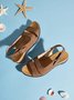 Solid Color Vintage Casual Chunky Heel Sandals