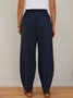 Women Casual Plain Casual Pocket High Waist Linen Pants
