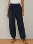 Women Casual Plain Casual Pocket High Waist Linen Pants
