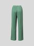 Women Two Piece Plain Outfit Set Long Sleeve Crewneck Pullover Button Top and Wide Leg Pants
