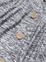 Women Casual Plain Three Quarter Sleeve Button V Neck Pockets Spring Midi Dress