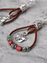 Ethnic Vintage Boho Floral Pattern Leather Earrings
