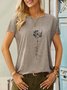 Women Casual Dandelion Floral Crew Neck Short Sleeve Summer T-Shirt