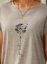 Women Casual Dandelion Floral Crew Neck Short Sleeve Summer T-Shirt