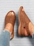 Summer Plain Hollow Out Vintage Breathable Vacation Sandals