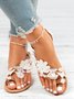 Women's Sandals Flat Clip Toe Casual Lace White Flower Decorative Summer Elegant Romantic Wedding Sandals