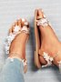 Women's Sandals Flat Clip Toe Casual Lace White Flower Decorative Summer Elegant Romantic Wedding Sandals