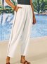 Loose Casual Hollow Out Lace Pockets Drawstring Waist Plain Pants