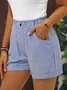 Women Loose Casual Striped Pockets Summer Shorts