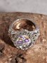 Vintage Hummingbird Floral Time Stone Ring Bohemian Ethnic Jewelry