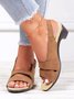 Solid Color Vintage Casual Chunky Heel Sandals