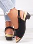 Retro Solid Simple Open Toe Chunky Heel Sandals