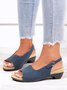 Retro Solid Simple Open Toe Chunky Heel Sandals