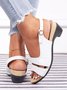 Solid Color Vintage Casual Chunky Heel Sandals