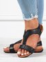 Retro Solid Color Casual Velcro Portable Sandals