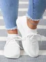 Mesh Platform Solid Color Lace-Up Flyknit Lightweight Soft Sole Slip-On Sneakers