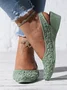 Waterproof Floral Wedge Heel Slingback Shallow Shoes