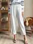 Women's Linen Pants Causal Trousers Baggy Button Desgin Pant Full Length Cotton And Linen Side Pockets Baggy