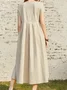 Women's Casual Dress Cotton Linen Dress A Line Dress Maxi long Dress Cotton Blend Basic Casual Daily Holiday Date Square Neck Ruched Smocked Short Sleeve Summer Spring