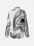 Women's Shirt Blouse Abstract Stripes Print Casual Black White Print Button Long Sleeve Basic Shirt Collar Regular Fit Spring Fall