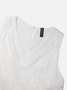 Women Summer Lace Floral Loose Sleeveless Cotton And Linen Plain White Dress