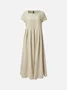 Women's Casual Dress Cotton Linen Dress A Line Dress Maxi long Dress Cotton Blend Basic Casual Daily Holiday Date Square Neck Ruched Smocked Short Sleeve Summer Spring