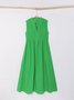 Linen Plain Crew Neck Maxi Dress