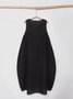 Linen Plain Crew Neck Mini Dress