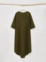 Linen Crew Neck Washed Fabric Dress
