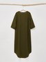 Linen Crew Neck Washed Fabric Dress