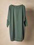 Crew Neck Plain Loose Linen Blouse