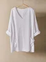 Linen Loose V Neck Blouse