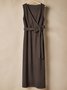 Cotton And Linen Linen Regular Fit Plain Dress